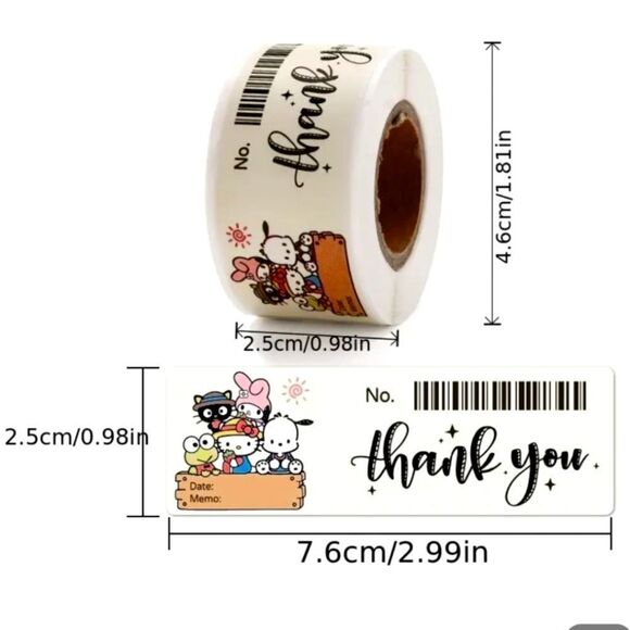 Sanrio character thank you stickers hello kitty my melody cartoon bunny 120 pc - Picture 1 of 3